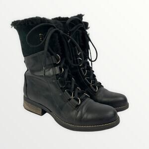 Luxe De Leon Aura Lace-Up Foldover Combat Boots Size 8